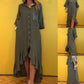 Abito Camicia da Donna con Bottoni e Orlo a Balze