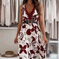 Abito Lungo da Donna Senza Maniche con Scollo a V e Fantasia Floreale