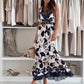 Abito Lungo da Donna Senza Maniche con Scollo a V e Fantasia Floreale