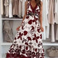 Abito Lungo da Donna Senza Maniche con Scollo a V e Fantasia Floreale