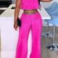 Solid Color Square Collar Sleeveless Two Pieces