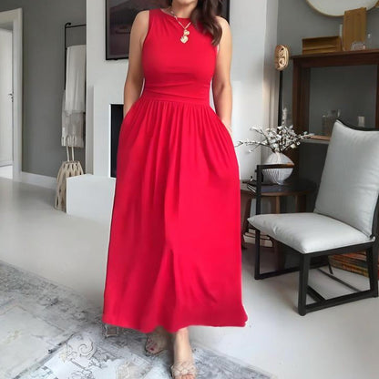🔥🎁Nuovo arrivo 50% DI SCONTO💥Abito lungo elegante da donna con scollo rotondo