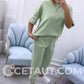 Top e pantaloni casual da donna in tinta unita
