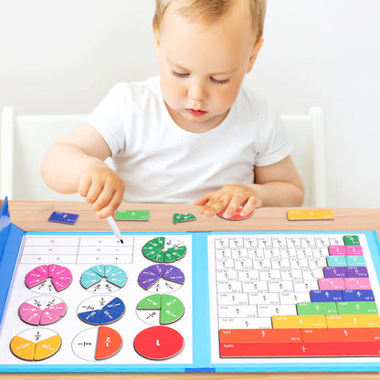 🔥🏅 Ultimo giorno -50%! Libro Magnetico Montessori Puzzle delle Frazioni – 106 pezzi educativi + penna, per imparare giocando a casa!