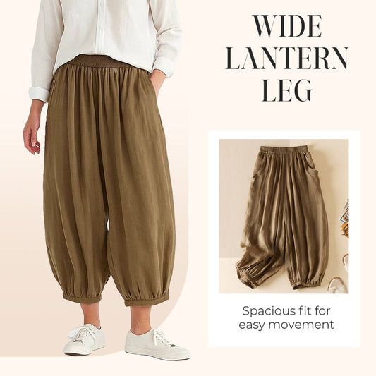 Pantaloni a Vita Alta Stile Lanterna