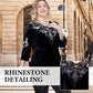 Completo top e pantaloni da donna in velluto con strass