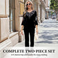 Completo top e pantaloni da donna in velluto con strass