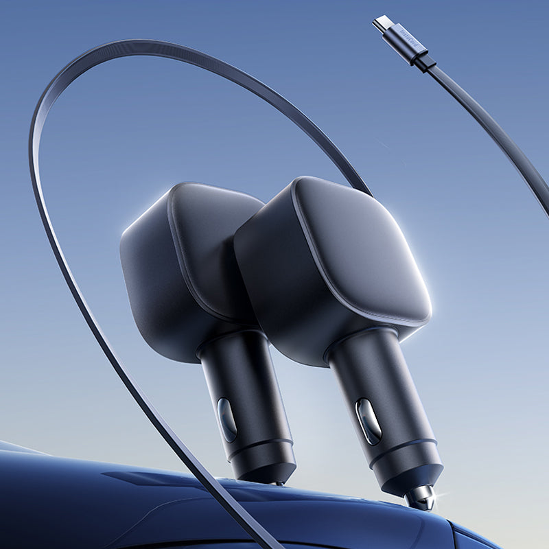 Caricatore auto USB ricarica veloce 3100 mA 12 24V cavo retrattile Micro