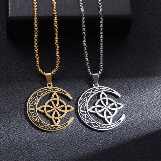🌙 ORA 50% DI SCONTO! ⭐ Collana con ciondolo a forma di luna celtica - Acciaio inossidabile e catena regolabile, regalo unisex perfetto ✨