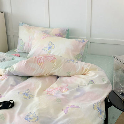 Set di biancheria da letto minimalista in cotone lavato, 4 pezzi