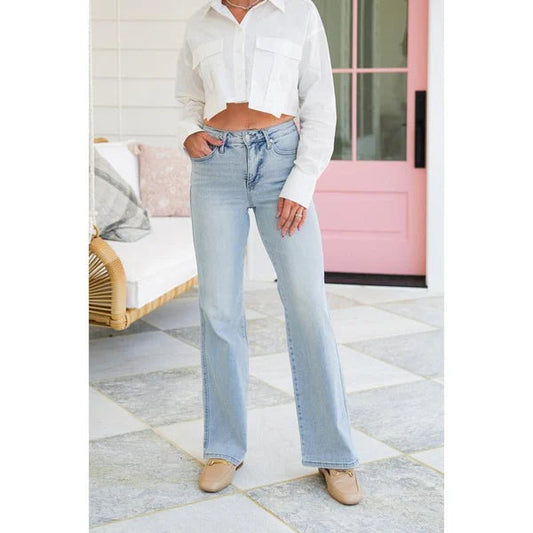 Jeans a gamba dritta a vita alta vintage da donna
