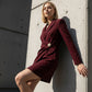 Miniabito Blazer Elegante a Portafoglio con Scollo a V da Donna