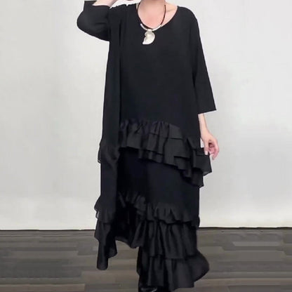 📢📢Sconto del 50%! ⏰Abito Oversize Fluido a Strati con Volant