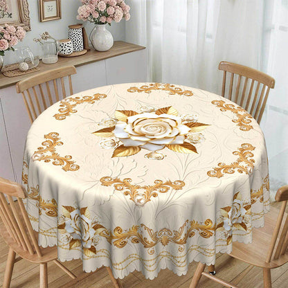 🔥SCONTO DEL 60%! 🌹 Tovaglia impermeabile rosa dorata – Elegante stampa 3D, resistente alle macchie e facile da pulire ☀️