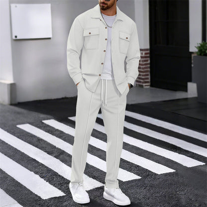 🔥 SCONTO DEL 50%! ⏰ Completo da uomo con giacca abbottonata + pantaloni in maglia a nido d'ape – Taglio ampio, tessuto traspirante e stile casual elegante 👕👖