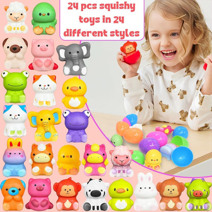 🔥Offerta speciale di Pasqua - 50% di sconto🔥24 pezzi di uova di Pasqua preriempite a lievitazione lenta, giocattoli squishy