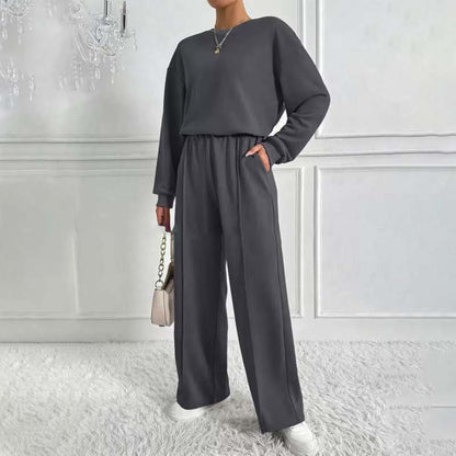 Completo donna confortevole maglia a maniche lunghe e pantaloni