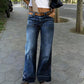 Jeans a zampa da donna retrò con tasche