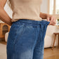 Jeans da donna in denim a gamba larga con coulisse in vita