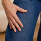 Jeans da donna in denim a gamba larga con coulisse in vita