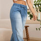 Jeans da donna in denim a gamba larga con coulisse in vita