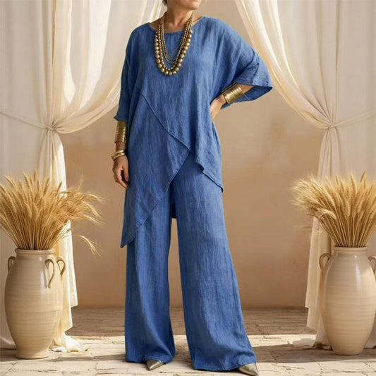 🔥🎁Nuovo arrivo 50% DI SCONTO💥Completo da donna a due pezzi dalla vestibilità ampia con top asimmetrico