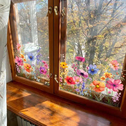 💎 SCONTO DEL 50%! 💎 ULTIMO GIORNO DI SALDI – Adesivo per finestra con bouquet floreale colorato – Rimovibile, biadesivo e tagliabile su misura 🌸