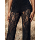 Eleganti pantaloni svasati in pizzo, vita alta