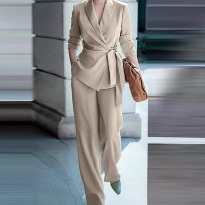 ⏳Sconto del 60% per un periodo limitato⏰ Set completo da donna composto da elegante blazer con cintura in vita e pantaloni a gamba larga👔👖