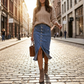 🔥🎁Nuovo arrivo 50% DI SCONTO💥Gonna di jeans a vita alta con bottoni