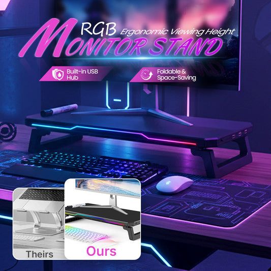 Supporto Monitor Ergonomico RGB con Hub USB