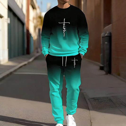 📢🔥2026 Uutuudet - 50% alennus!🏆Tuta casual da uomo con effetto sfumato: felpa e pantaloni